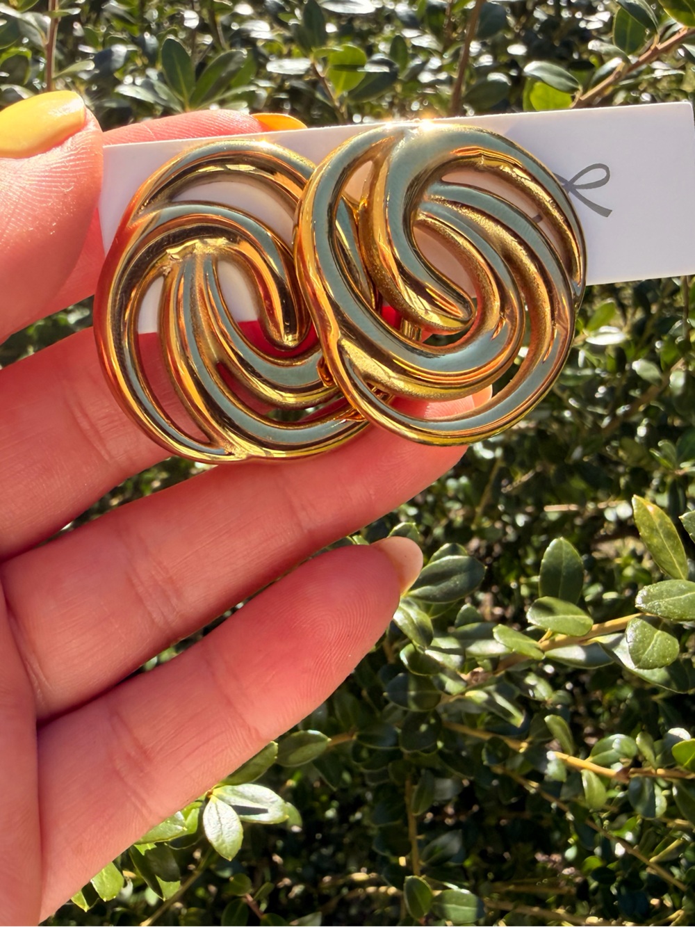 Gold Swirl Clip-On Earrings - Shiny Sculptural Design